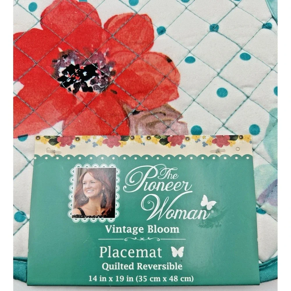 NEW 3 Pioneer Woman Vintage Bloom Floral Placemats Farmhouse Quilted Reversible